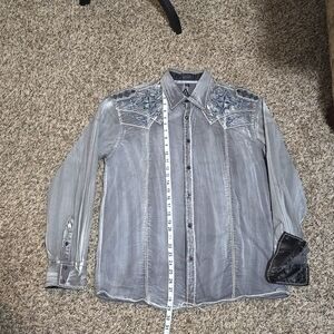 Roar Mens Embroidery Button up stretchy shirt